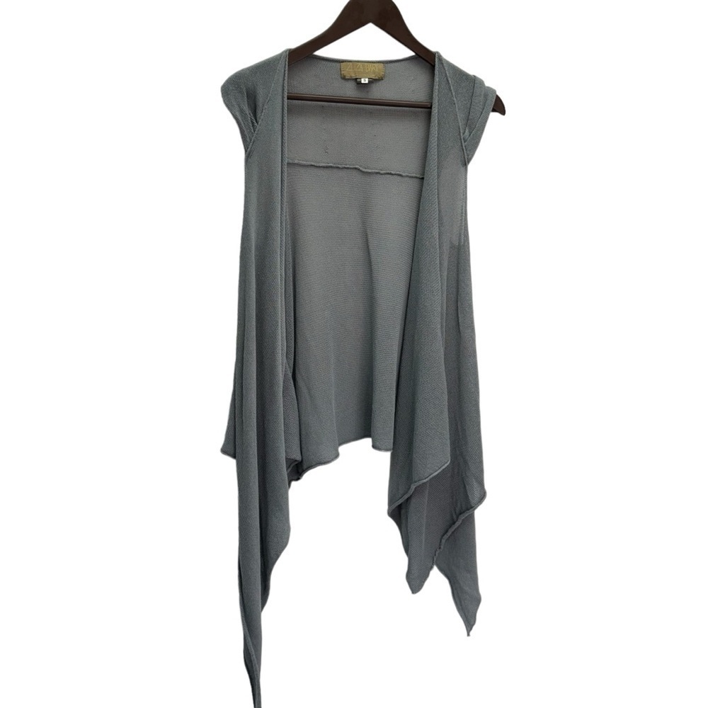 Zuza-Bart Grey Open Weave Waterfall 100% Cotton Cardigan Vest Size S - Picture 5 of 7